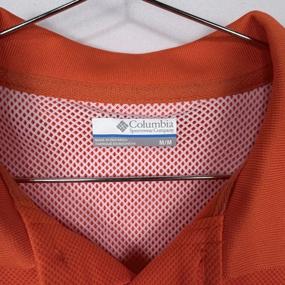 Columbia PFG CLG Auburn Tigers Tamiami Polo Shirt Mens Size Medium SS Orange